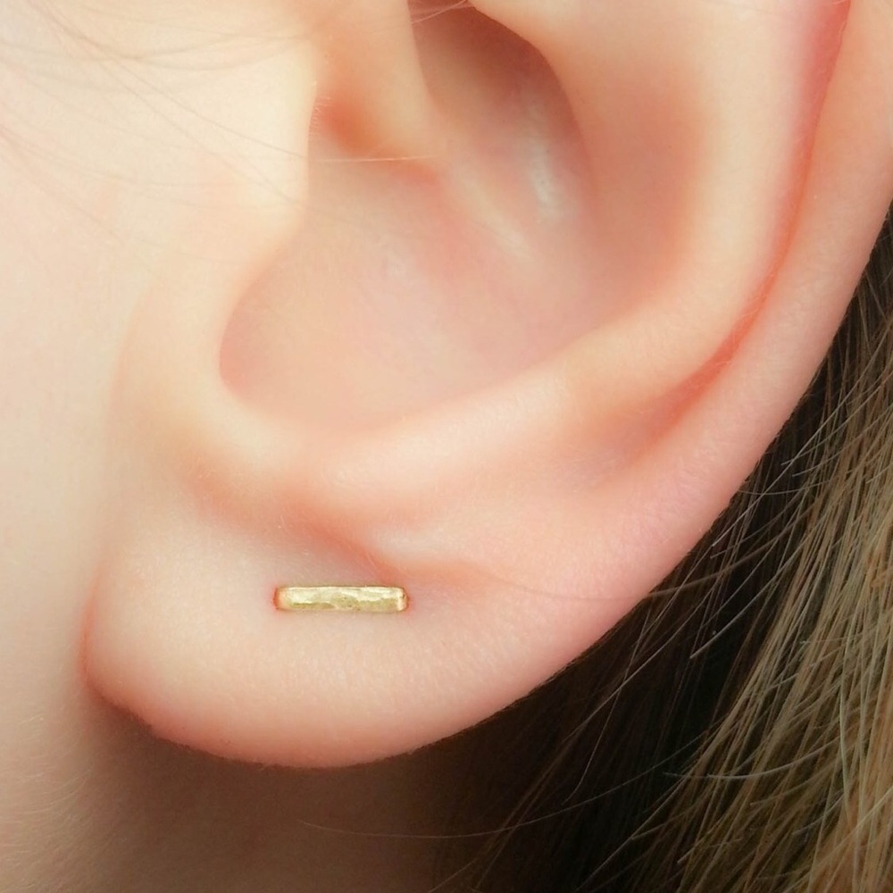 925/14K STAPLE 2 HOLE DOUBLE PIERCING STUDS